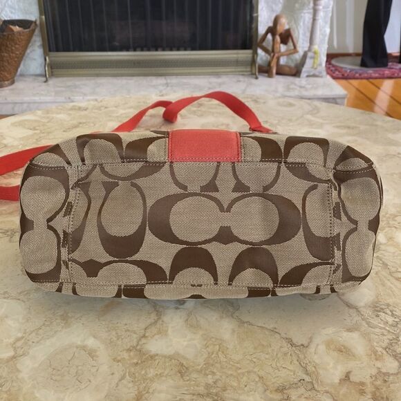 Coach Signature Canvas Shoulder Bag F19281 Brown & Salmon - Picture 8 of 13